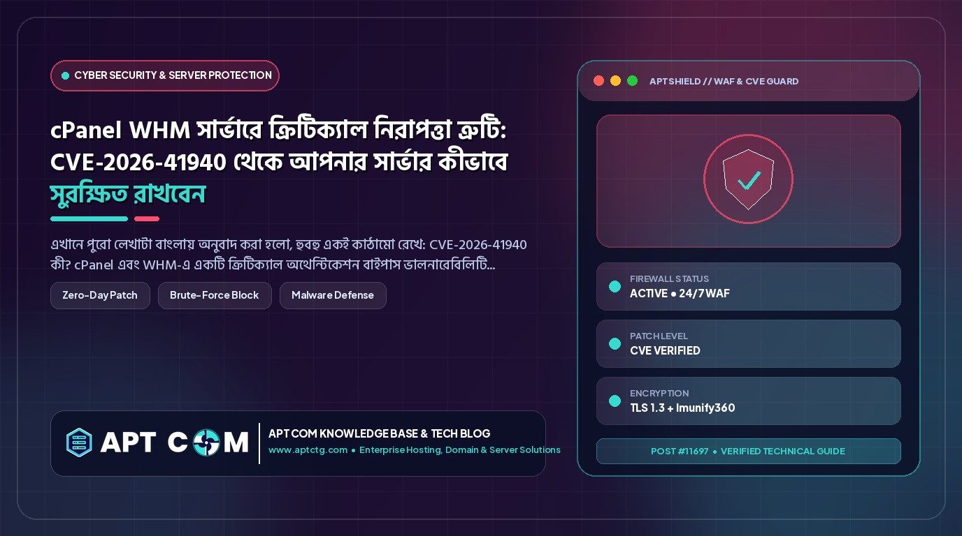 cPanel WHM সার্ভারে ক্রিটিক্যাল নিরাপত্তা ত্রুটি: CVE-2026-41940 থেকে আপনার সার্ভার কীভাবে সুরক্ষিত রাখবেন