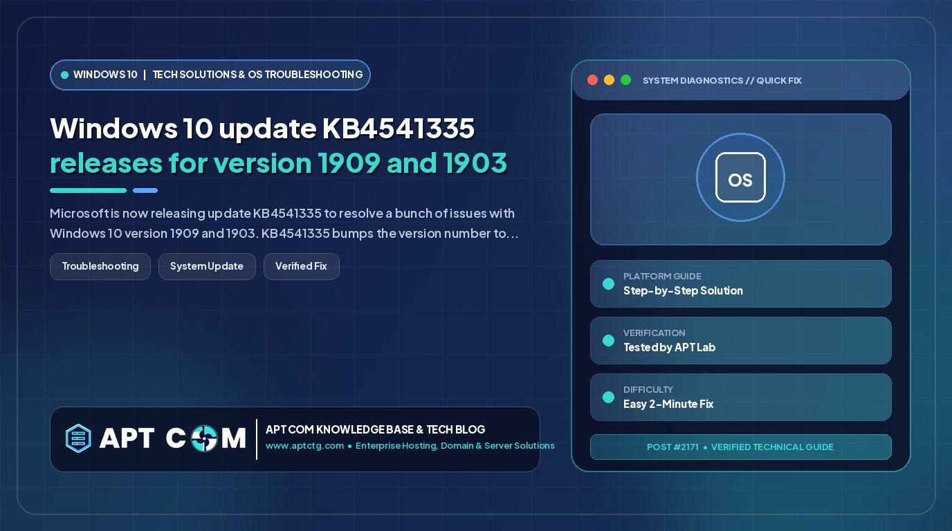Windows 10 update KB4541335 releases for version 1909 and 1903