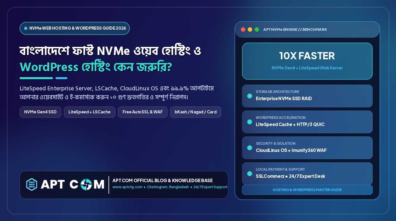 বাংলাদেশে ফাস্ট NVMe ওয়েব হোস্টিং ও WordPress হোস্টিং কেন জরুরি? (২০২৬ পূর্ণাঙ্গ গাইড)